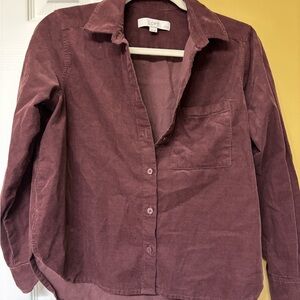 LOFT Women's Button Down Corduroy Shirt - Deep Purple